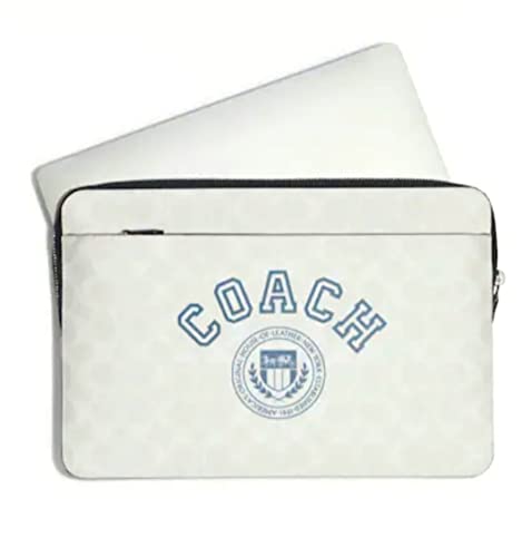 Coach Womens Laptop Sleeve In Signature Canvas With Coach Varsity - Sv/Chalk/Indigo Multi -Fits 13" Laptop #TOP16