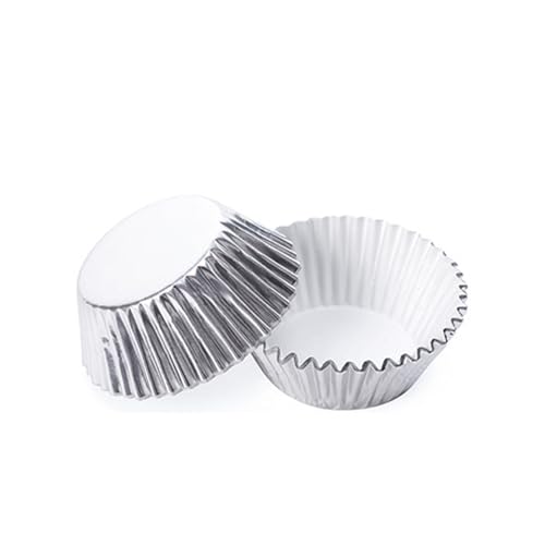 100pcs Cupcake Paper Baking Cups Wrapper Liners Cake, Foil Cupcake Liners for Baking Cupcakes (Silvery)