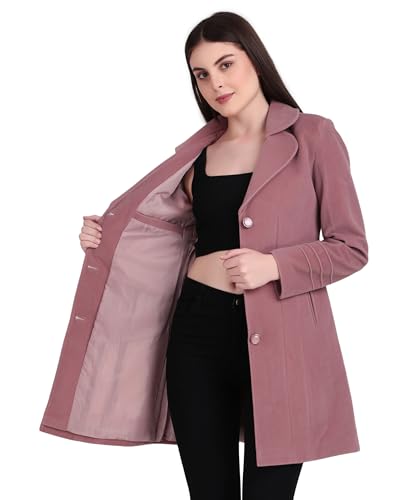 Image of Women's Wool Blend Long Coat with Stylish Lapel Collar and Button Closure - Elegant Winter Overcoat for Casual & Formal Wear