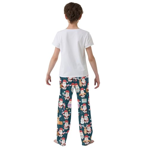 ZZXXB Xmas Santa Claus Moose Boys Long Pants Soft Trousers Elastic Waist Kids Lounge Bottoms with Pockets S-XL3