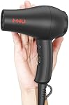 Travel Mini Hair Dryer Ceramic Ionic 1000 Watts Blow Dryer for RV Lightweight 2 Speed Settings with a Concentrator, Black