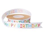Happy Birthday Ribbon Roll Gift Wrapping Crafts Party Decoration Colorful Happy Printed Themed Cake