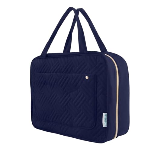 GOSOFAR Hanging Toiletry Bag for Travel, Large Capacity Organizer with 4 Compartments and 1 Swivel Hook,Water resistant, Perfect for Toiletries, Cosmetics/Daily Use/Ideal as Gift (Navy Blue)