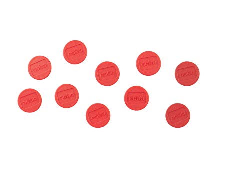 Nobo Magneti per Lavagna Bianca Magnetica, Diametro 24 mm, Confezione da 10, Rosso, 1915293