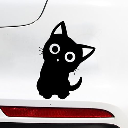 Autocollant de voiture chat noir, autocollant de chat inclinant la tête de dessin animé, autocollant de chat mignon, imperméable, résistant aux UV et à la décoloration, convient pour voitures, motos – vue 4