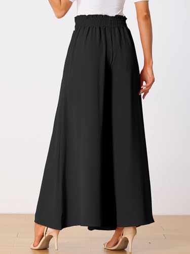 Allegra K Women's Casual Elastic Banding Waist Long Pants with Pockets Loose Fit Wide Leg Linen Daily Lounge Pant4