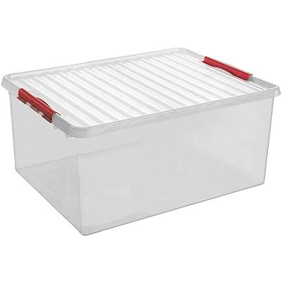 Sunware Q-Line Box - 120 Liter - 80 x 50 x 38cm - transparent/rot 83300605 Cover