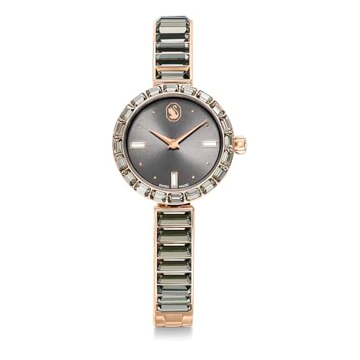Swarovski Reloj Matrix Bangle, Fabricado en Suiza, Pulsera de Cristal, Gris, Acabado Tono Oro Rosa