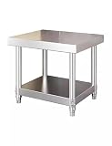 Mesa de preparación de acero inoxidable de 2 niveles, resistente al agua, banco de trabajo con estante inferior para cocina comercial, restaurante, hogar, hotel, estación de trabajo de preparación de