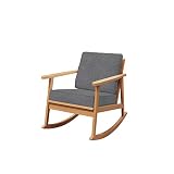 Royal Garden Mid Century Eucalyptus Wooden Rocking Chair with Weather Resistant Cushions Outdoor Pat