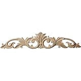 Ekena Millwork ONL24X05X01LFLW Medium Green Leaf Center with Scrolls, 24 3/4-Inch x 5 1/8-Inch x 3/4-Inch, Lindenwood
