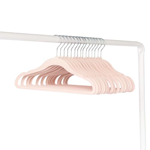 3 Sprouts Velvet Baby Hangers - Non-Slip Hanger for Infant, Toddler, Baby Clothes - Closet Kids Hangers with Slim Design, Nordic Colors, Pack of 30 - Pink
