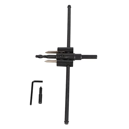 Il foro nero regolabile del cerchio di 30-300mm ha visto il set di punte del trapano, utensili di legno di torsione del foro di lavoro di legno per falegnameria (Black)