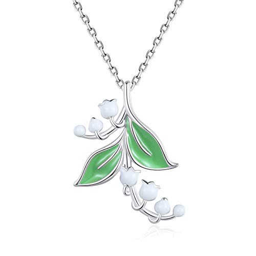 VIKI LYNN Collier Pendentif Muguet En Argent Sterling 925 et Perle de Coquillage Idée Cadeau Femme pour Anniversiare Mariage St-Valentin Cover