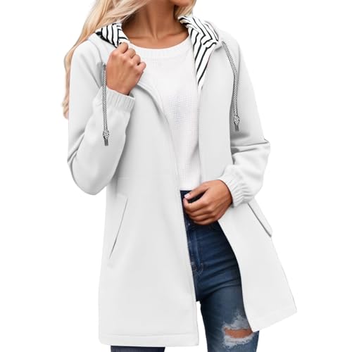 Chubasquero largo para mujer impermeable con capucha y cordón