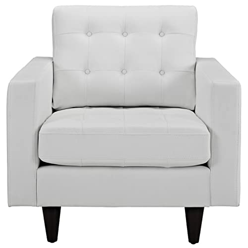 Modway Empress Mid-Century Modern Upholstered Leather Two Armchair Set White #TOP1