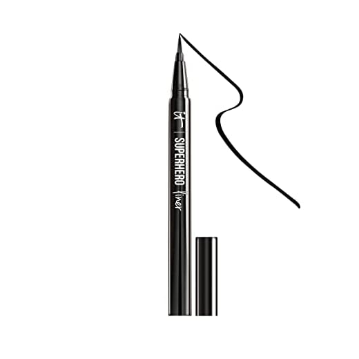 it COSMETICS Superhero Liquid Eyeliner Pen, 24-Hour Waterproof Formula Wont Smudge Or Fade - With Peptides, Collagen, Biotin & Kaolin Clay - 0.03 Fl Oz Black