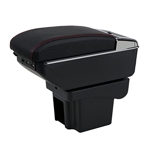 HABRAT Caja De Reposabrazos Retráctil Doble Capa De Cuero PU para Niva 1 Caja De Almacenamiento Central para Coche con Cenicero Portavasos Caja Almacenamiento