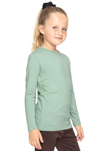 Image of Shirts for Girls Long Sleeve Crew Neck Top, Hoodie or 3 /4 Sleeve Soft Stretch Kids Lightweight Size 2-16