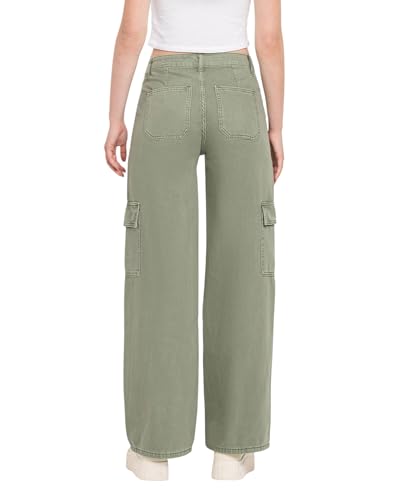 VERVET High Rise Utility Cargo Wide Leg Jeans T5823AG3