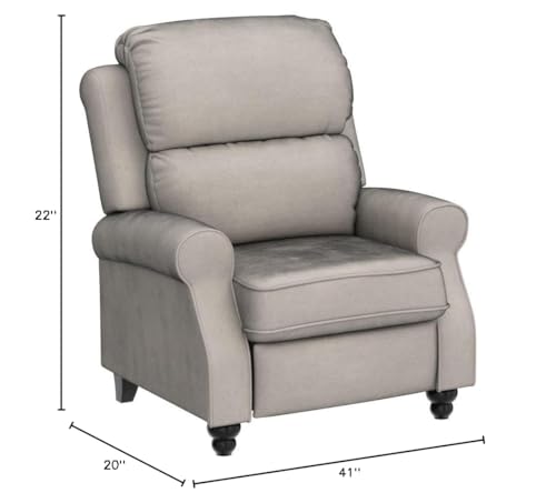 Bonzy Push Back Recliner Chair with Padded Seat for Living Room, Bedroom, or Home Theater - White