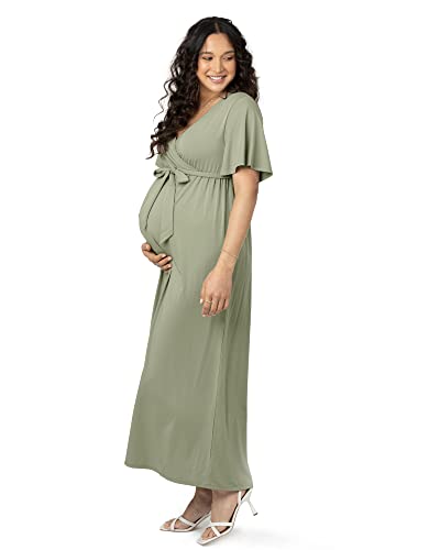 Kindred Bravely Maternity Maxi Wrap Dress | Maternity Baby Shower Dress For Photoshoot (Rosemary, Large) #TOP3