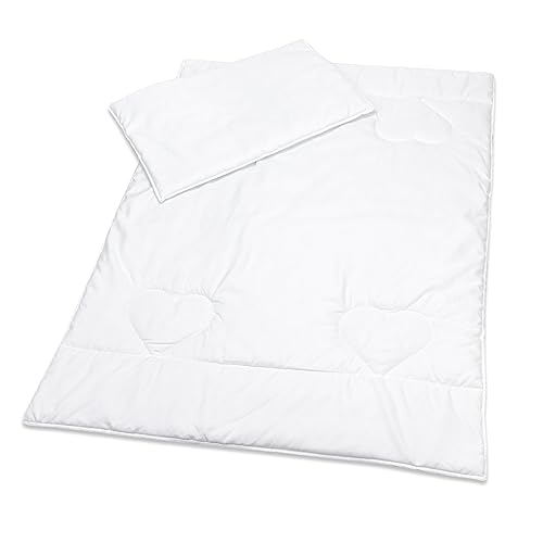 Baby Comfort Cot Bed Set Quilted Duvet 135x100 cm and Flat Pillow All Season 12M+, White
