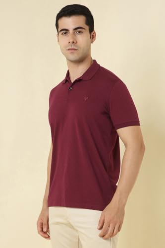 Image of Allen Solly Men's Jacquard Polo T‑Shirt | Regular Fit | Polycotton Blend | Textured Knit | Smart Casual Style