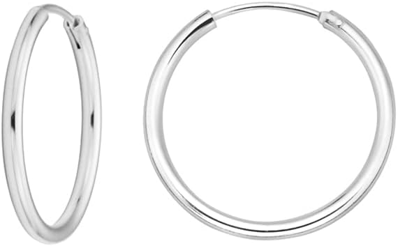 Ritastephens Sterling Silver High Polished Tubular Endless Hoops Hoop Earrings 2 Mm