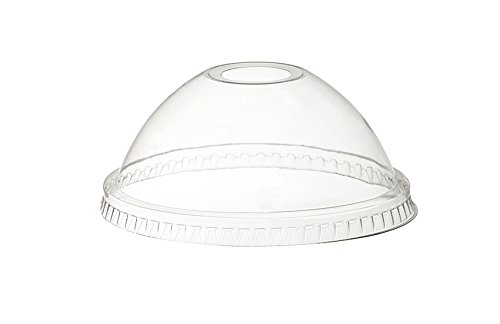 Thali Outlet Transparent - 50 X 12Oz Clear Dome Lids With Hole For Plastic Smoothie Milkshake Cups - Pet Material - Disposable Recyclable