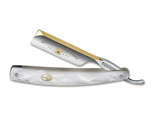 Boker Manufaktur Solingen Mother Of Pearl 2.0 Straight Razor - 6/8 24K Adorned Carbon Steel Blade, Mother Of Pearl Handle Boker Manufaktur Solingen Mother Of Pearl 2.0 Straight Razor - 6/8" 24K Adorned Carbon Steel Blade, Mother Of Pearl Handle