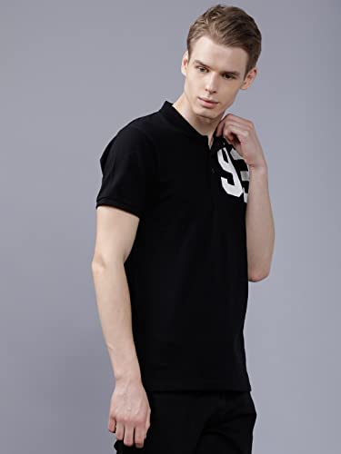 Image of The Indian Garage Co Men Polycotton Slim Fit Graphic Print Polo Collar Tshirt