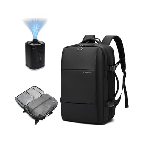 BANGE Airback Backpack with Anti-Theft Vacuum Compression Travel Backpack,Expandable Backpacks with Pump for Airplanes Cover