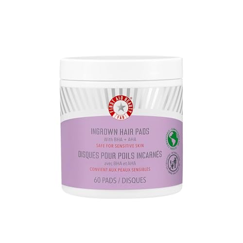 First Aid Beauty Ingrown Hair Pads mit BHA & AHA Tägliche Pflege gegen Rasurbrand eingewachsene Haare und Hautirritationen 60 Pads
