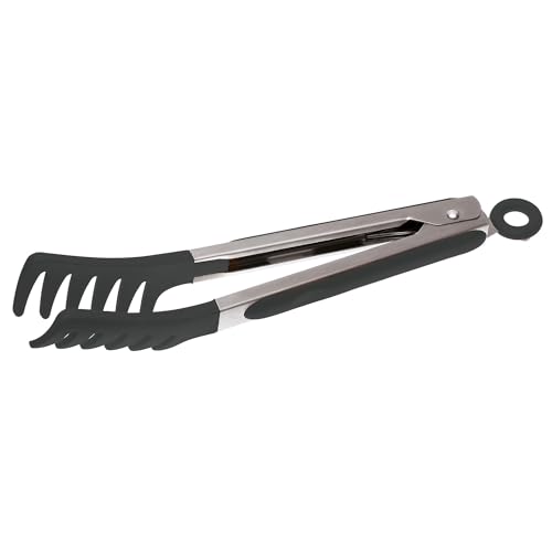 Sambonet Gadgets 51595B32 - Spaghetti-Zange aus 18/10 Edelstahl und Silikon, Design-Kochutensil, Abmessung 23 cm - Schwarz