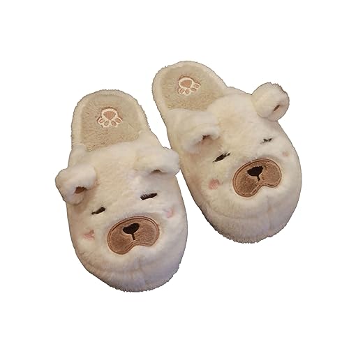SYALEO Ours Pantoufles pour Femmes Hiver Mignon Dessin animé Animal intérieur Maison Chaussures Doux Chaud en Peluche floue Anti-dérapant Maison Pantoufles en Plein air