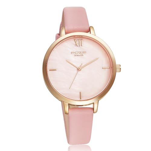 Sonata Poze Quartz Analog Pink Dial PU Leather Strap Watch for Women-SP80021WL01W (B0CT5JZVHL) Amazon Price History, Amazon Price Tracker