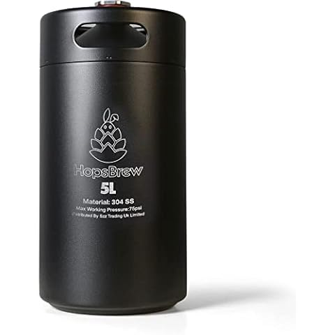 HopsBrew Mini Stainless Steel Growler Ss Keg Double Wall & Insulated 5l Cover