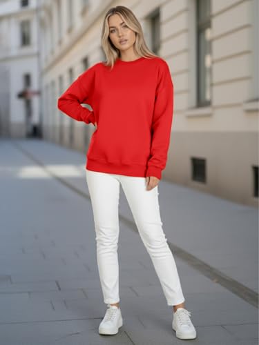 Image of LEOTUDE Women's Boyfriend Fit Loopknit Sweatshirt | Full Sleeve Drop Shoulder | Sweatshirt for Women