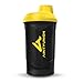 Shaker Deluxe - Proteína Shaker a prueba de fugas - BPA libre y con la escala tamiz de polvo de proteína de suero cremoso sacude (Amarillo Humo Negro 800ml)