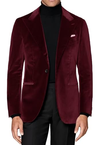 Men's Velvet Blazer Formal Regular Fit Sport Jacket for Wedding Groomsmen