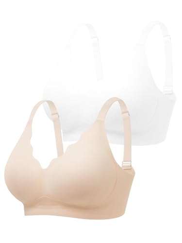 Image of Wireless Jelly Bras for Women No Underwire with Support - S-2XL Seamless Bralettes Everyday Comfort Tshirt Padded Bra