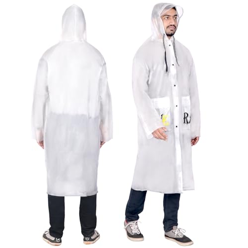 Image of Allextreme EVA Raincoats Transparent Reusable waterproof with Hood and Sleeves for Women Men Camping Rainy Season Travel