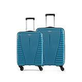 Aristocrat Airpro (55 cm+66 cm) Polypropylene(PP) Pack of 2 (Cabin+Medium) 8 Spinner Wheels Hardsided Cross Teal(Blue) Suitcase Sets