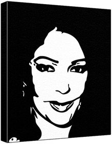 Appollonia Kotero Pop Art Malarstwo (100% oryginalny obraz bez drukowania!) Akrylowy obraz na głęboko oprawionym płótnie (60 x 50 x 1,8 cm) dwukolorowy czarno-biały