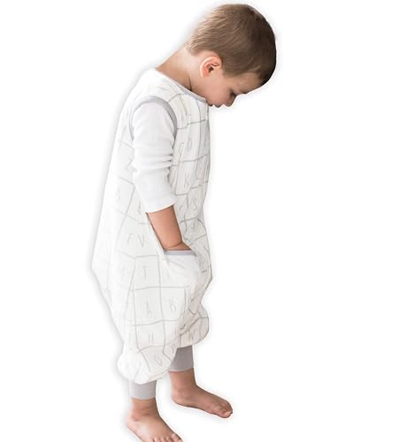 Tealbee Dreamsuit Toddler Sleep Sack with Feet – Walker Sleep Bag with Legs, Rayon made from Bamboo, All Season 1.2 TOG, 2-Way Zipper, 12m-2T - Alphabet