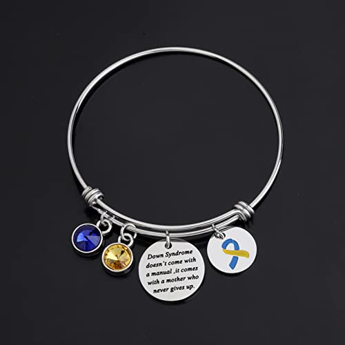 Bracelet ruban jaune et bleu syndrome de Down SEIRAA M