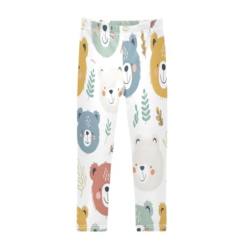 Bolaz Toddler Girls Leggings Printed Yoga Pants Leggings Cute Blue Yellow Bear for Kids