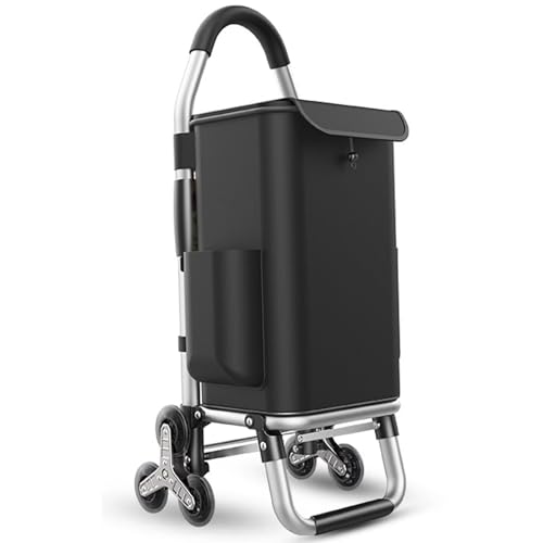 Diable pliable pour escalier avec 6 grandes roues silencieuses, léger et imperméable, design détachable (noir)