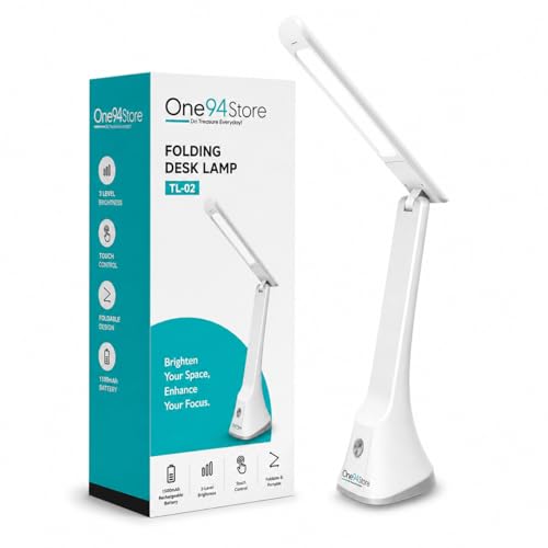 Image of One94Store Folding Desk Lamp | 1500mAh Battery, USB Rechargeable, 3-Level Brightness, 360 Bendable & Foldable | Portable LED Study Table Lamp for Reading, Students,Office & Home Use